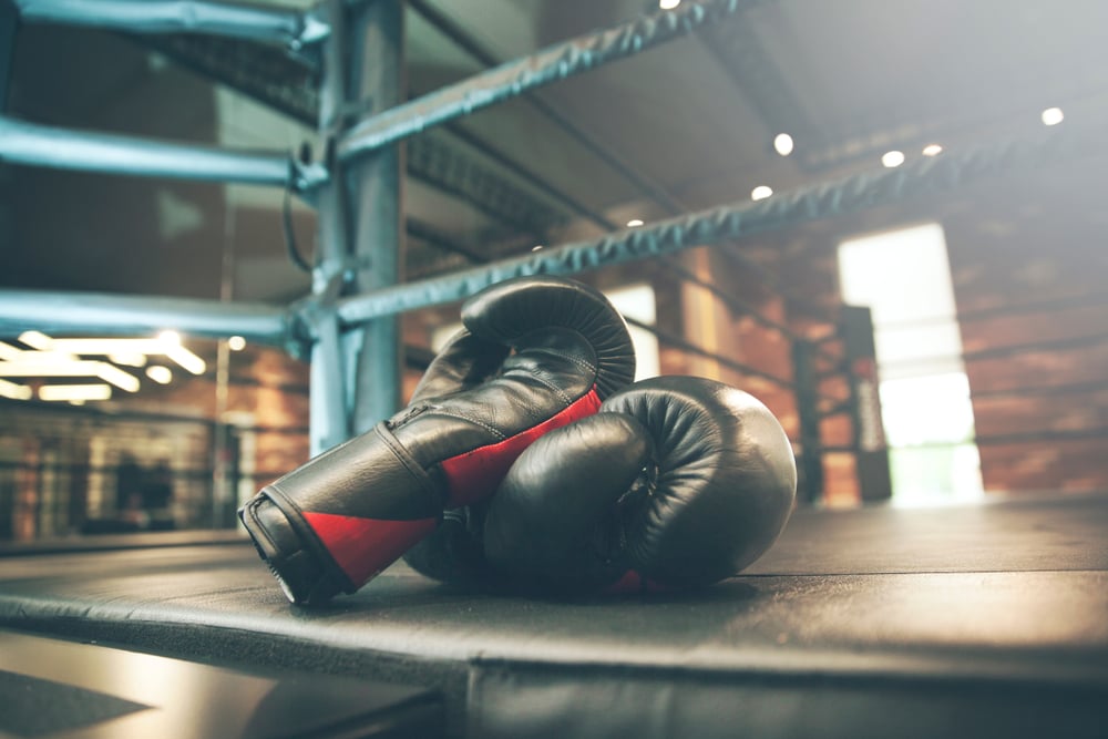 boxing gloves in fight ring