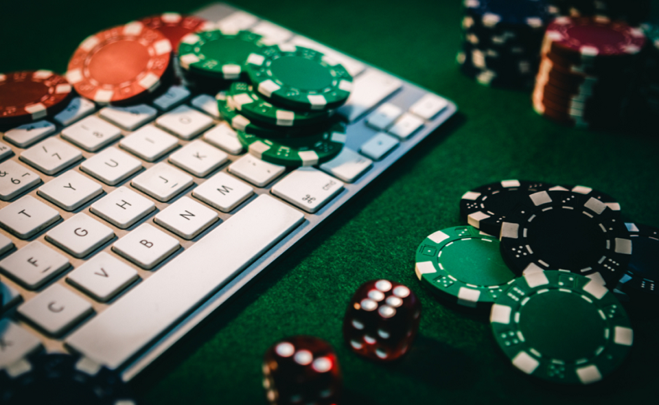 poker chips and keyboard