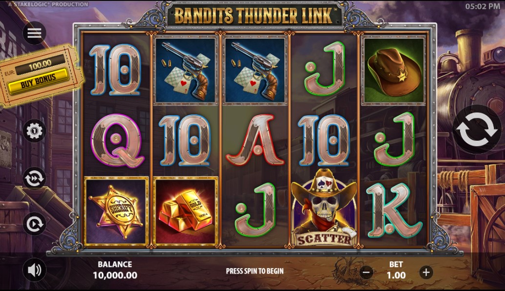 Bandits Thunder Link slot reels by Stakelogic