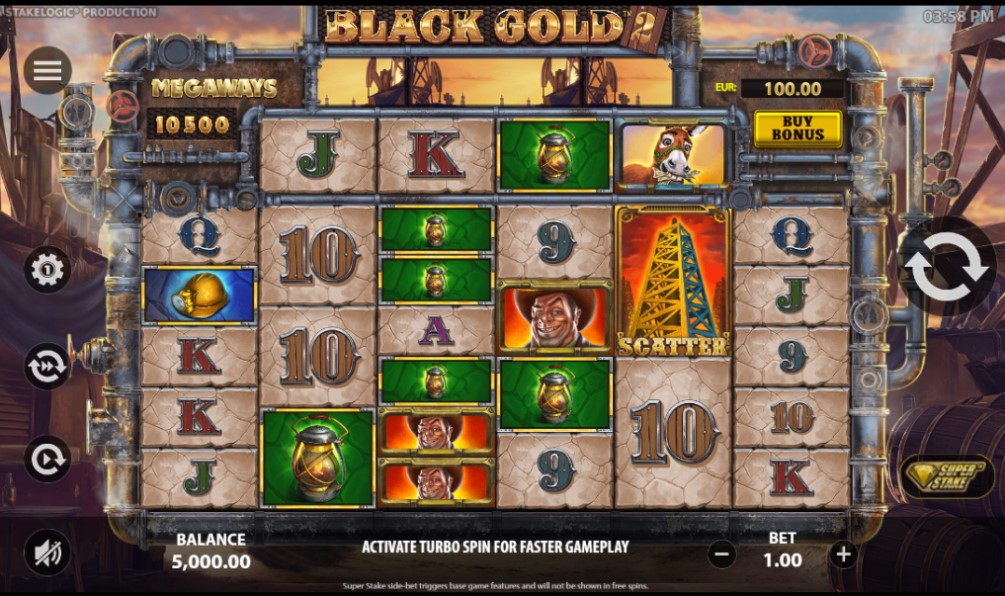 Black Gold slot reels by Stakelogic