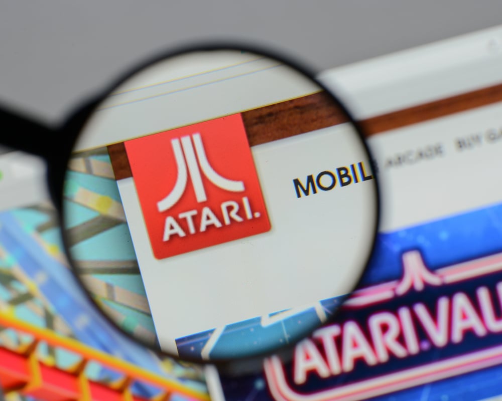 Atari logo with magnifying glass