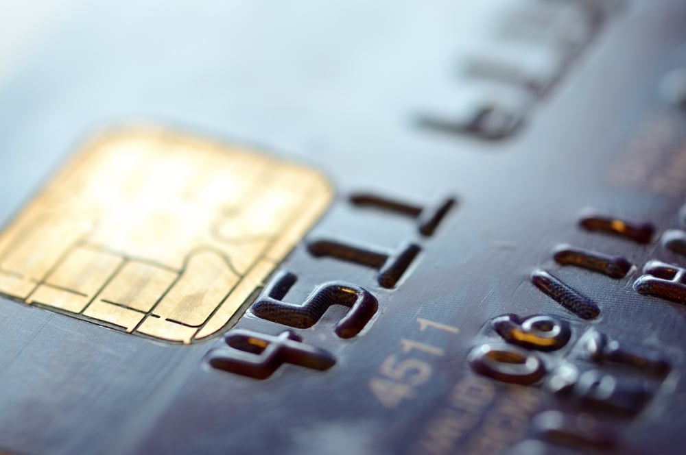 close-up of credit card details