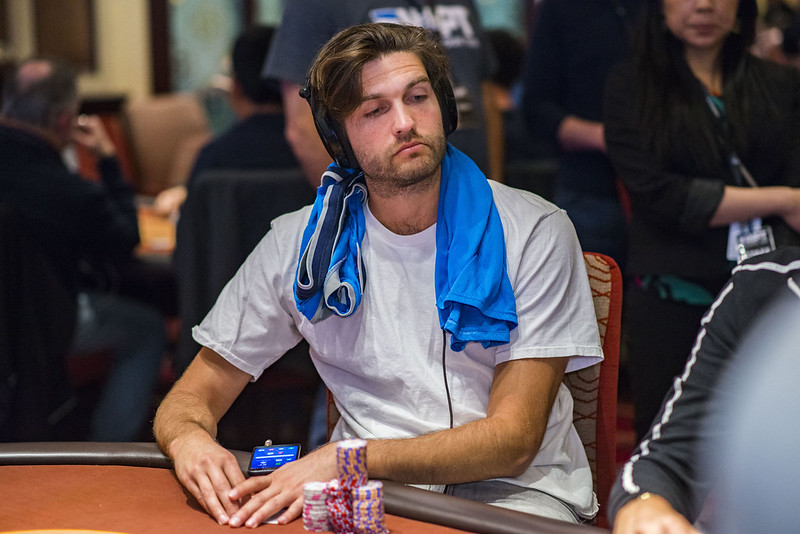 American professional poker player Joe Serock at a poker table