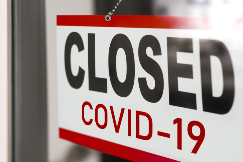 Closed covid-19 sign