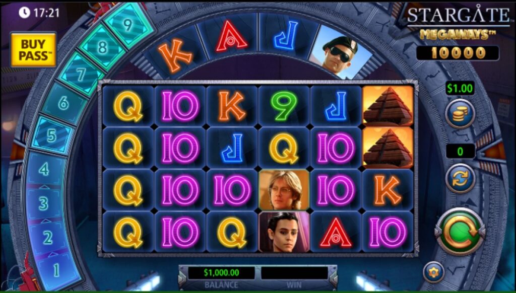 Stargate MegaWays slot reels by SG Digital