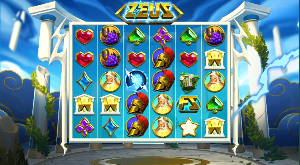 Ze Zeus slot reels by Hacksaw Gaming